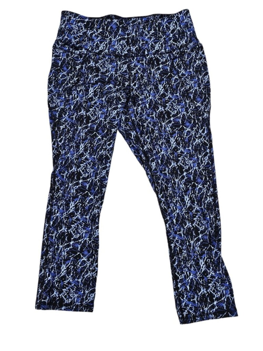 LIVI Lane Bryant Women's 14/16 High Rise Leggings Black Blue Abstract Active